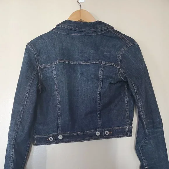 Arizona Jeans Dark Wash Juniors Crop Jean Jacket - Picture 5 of 6